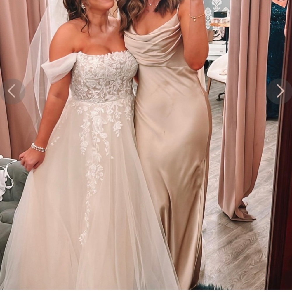 Revelry Skye Satin Bridesmaid Dress in Champagne